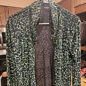 PrettyLittleThing Green and Black Leopard Blazer